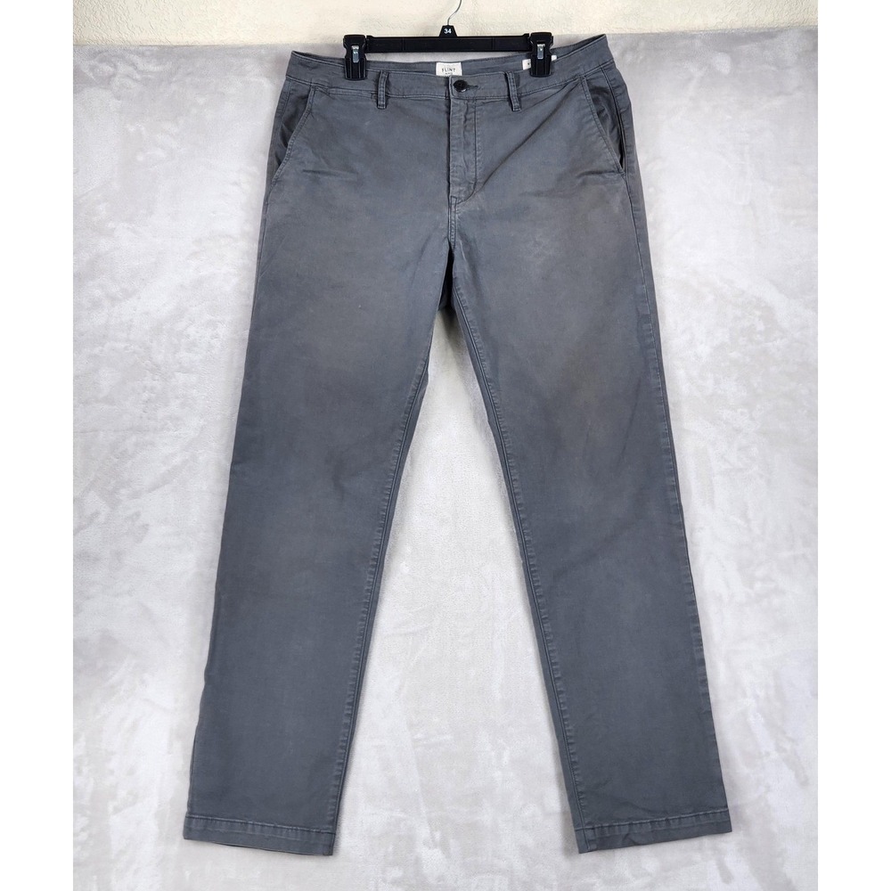 Flint And Tinder Pants Mens 36x32 Gray Straight Fit Stretch Canvas Chino Casual